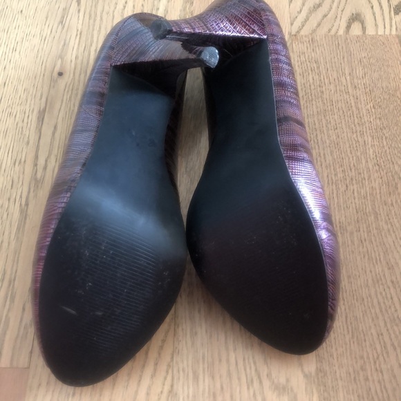 Purple animal print wedding dance high heel pump almond toe snake metallic prom - Picture 7 of 8